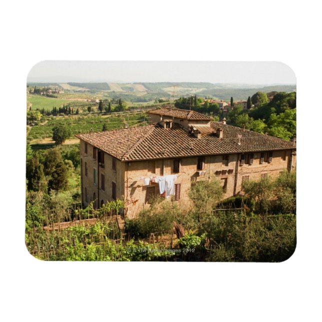 Hochwinkelaufnahme eines Gebäude, San Gimignano, Magnet (Horizontal)