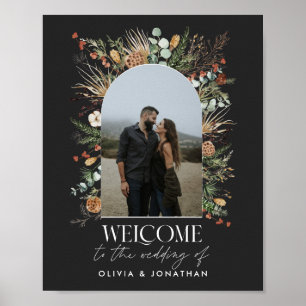 Hochzeit 1 Foto Bogen Wasserfarbe Botanik schwarz Poster