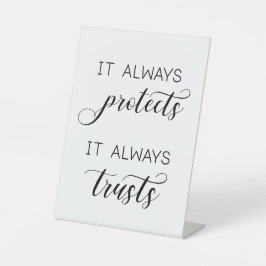 Hochzeit '1 Korinther 13' Es schützt immer Sockelschild