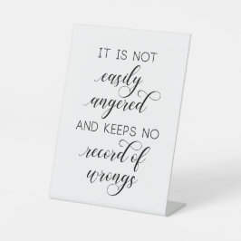 Hochzeit '1 Korinther 13' nicht leicht verärgert Sockelschild