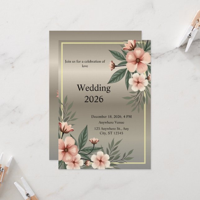 Hochzeit 2026 einladung (Vorderseite/Rückseite Beispiel)