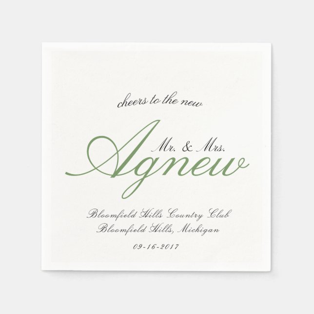 Hochzeit 2. September Serviette (Vorderseite)