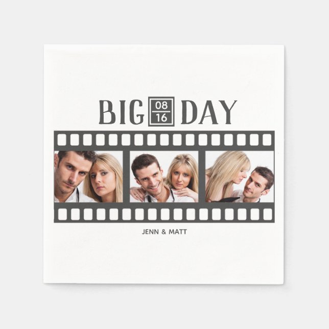 Hochzeit 3 Fotos Fun Film hinzufügen Serviette (Vorderseite)