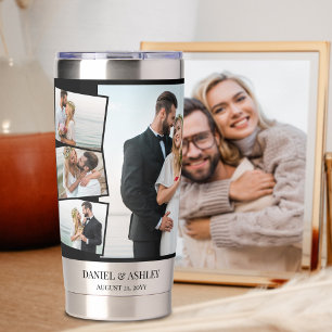 Hochzeit 7 Foto-Collage mit Zickzack-Montage Thermobecher