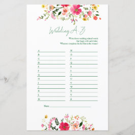 Hochzeit A bis Z Game | Helles Brautparty