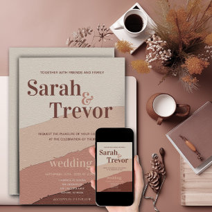 Hochzeit Abstrakte 70er Jahre Dusty Rose Cream Einladung