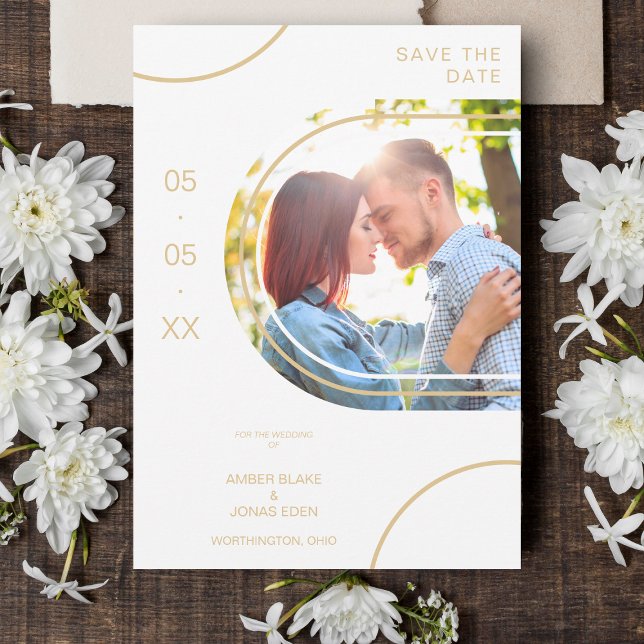 Hochzeit Abstrakte Formen Foto Paar Golden Effect Save The Date (Von Creator hochgeladen)
