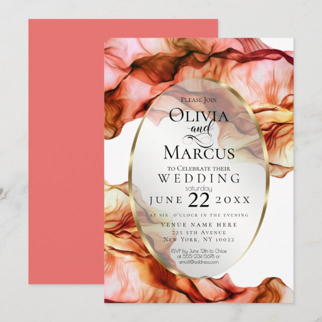 HOCHZEIT | Abstrakte Herbstfarben 3 Einladung (Vorne/Hinten)