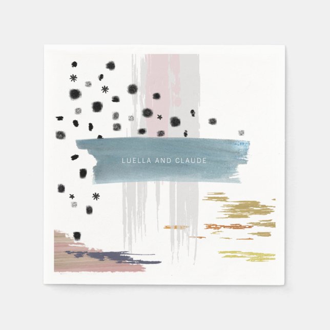 Hochzeit abstrakter Pinselstriche Serviette (Vorderseite)