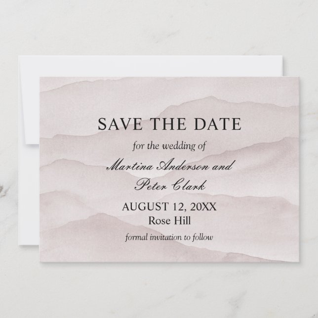 Hochzeit abstrakter staubiger Rose Save The Date (Vorderseite)