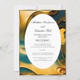 Hochzeit Abstraktes aquamarines Gold Elegante Mode Einladung