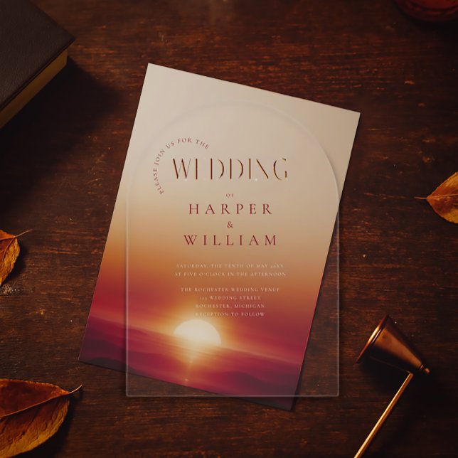 Hochzeit Acryleinladungen (Acrylic overlay and sunset background sold seperately. Perfect for a romantic setting.)