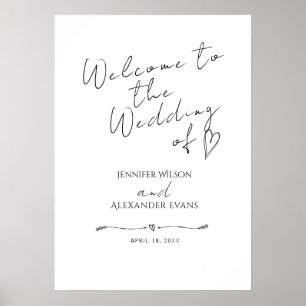 Hochzeit Akryllische Zeichen Willkommen Minimalist Poster