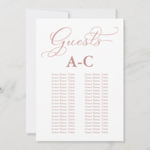 Hochzeit Alphabetische Sitzordnung für Gäste Roség Einladung