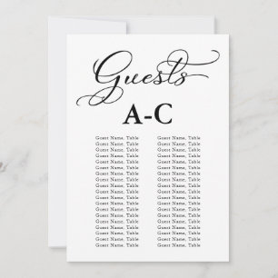 Hochzeit Alphabetisches Gästebett Elegante Einladung