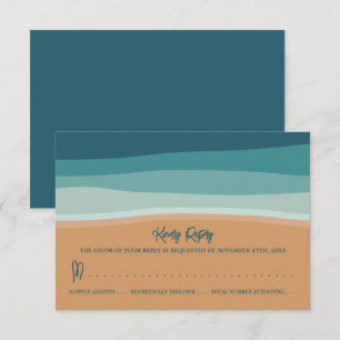 Hochzeit am abstrakten Ozean RSVP Karte