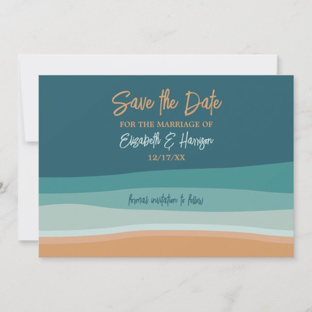 Hochzeit am abstrakten Ozean Save The Date (Vorderseite)
