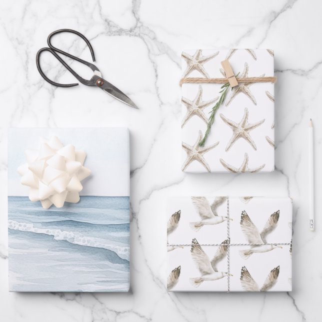 Hochzeit am Blue Beach Geschenkpapier Set (Vorderseite)