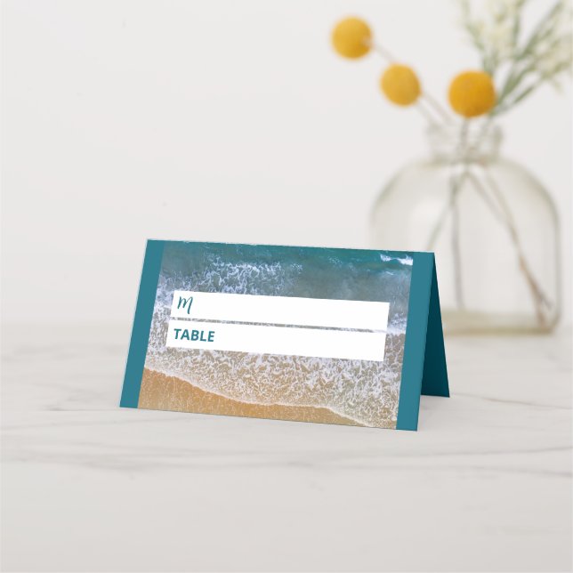 Hochzeit am Blue Sea Beach Platzkarte (Vorderseite)