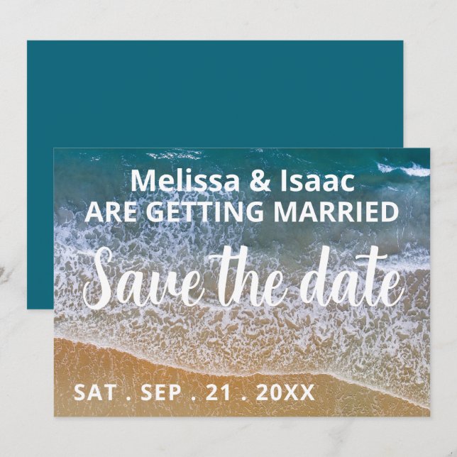 Hochzeit am Blue Sea Beach Save The Date (Vorne/Hinten)