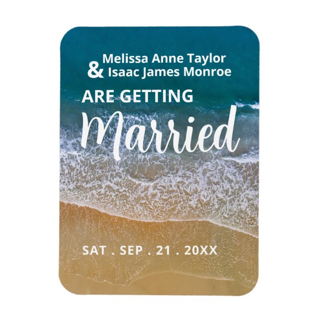 Hochzeit am Blue Sea Beach Save the Date Magnet (Vertikal)