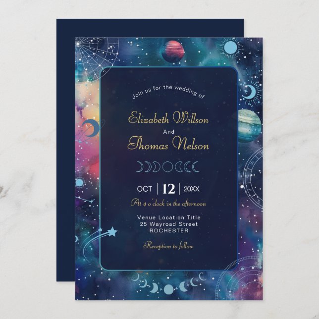 Hochzeit am Himmelbett Einladung (Vorne/Hinten)