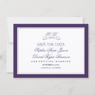 Hochzeit am lila und weißen Abend Save The Date