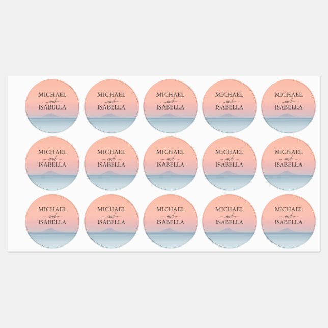 Hochzeit am Meer unter dem Himmel Etiketten (Blatt)