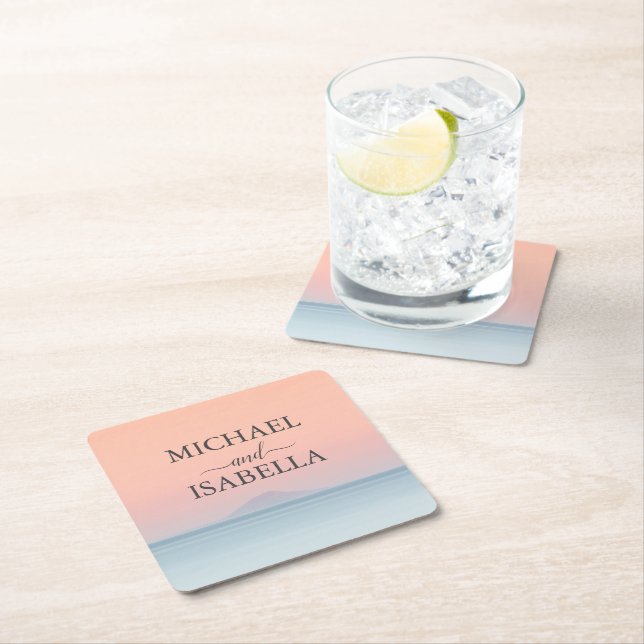 Hochzeit am Meer unter dem Himmel Rechteckiger Pappuntersetzer (Vor Ort)