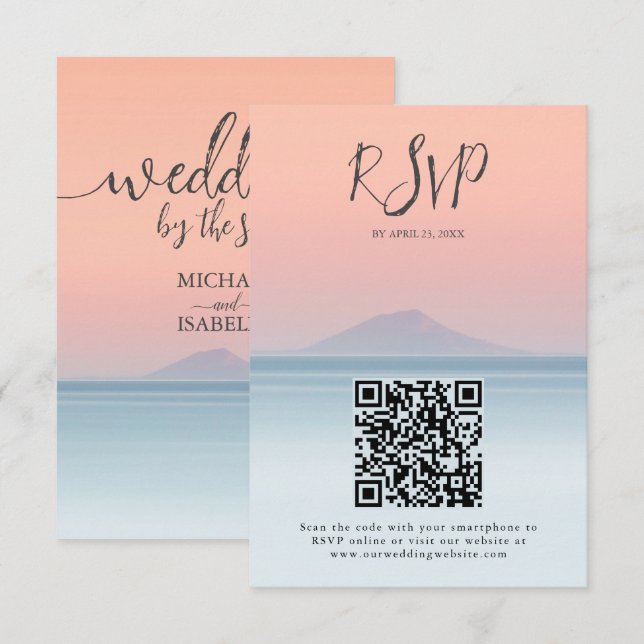 Hochzeit am Meer unter dem Himmel RSVP Karte (Vorne/Hinten)