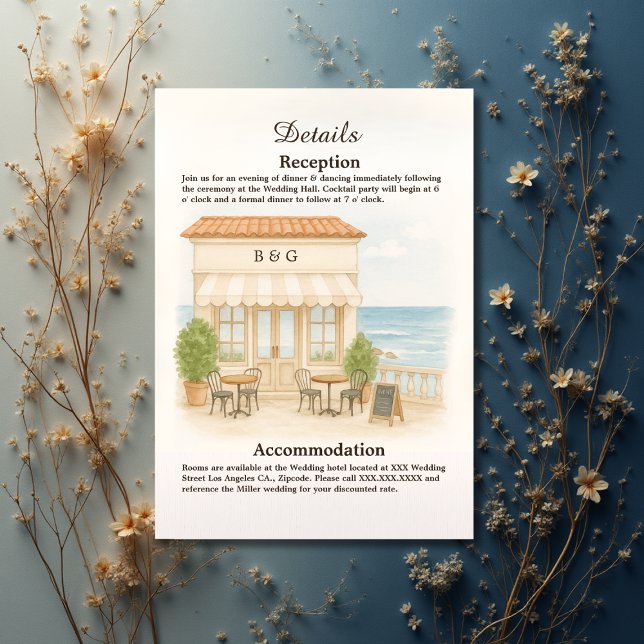 Hochzeit am Mittelmeer, Aquarellplatz Begleitkarte (Von Creator hochgeladen)