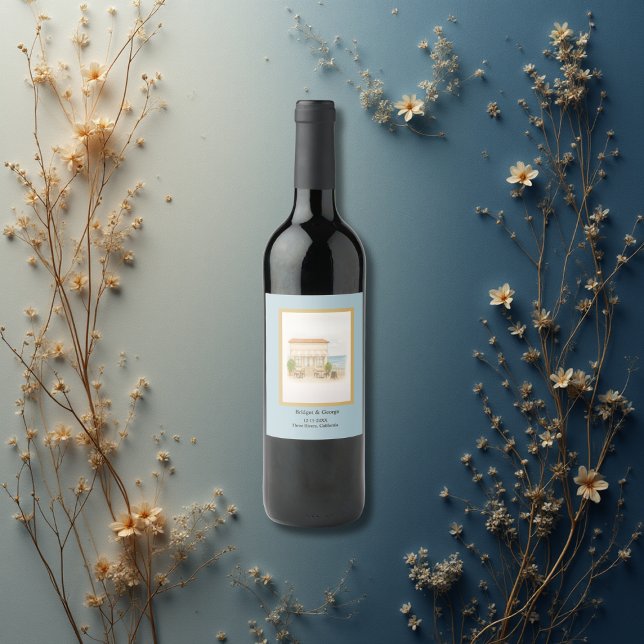 Hochzeit am Mittelmeer, Aquarellplatz Weinetikett (Von Creator hochgeladen)