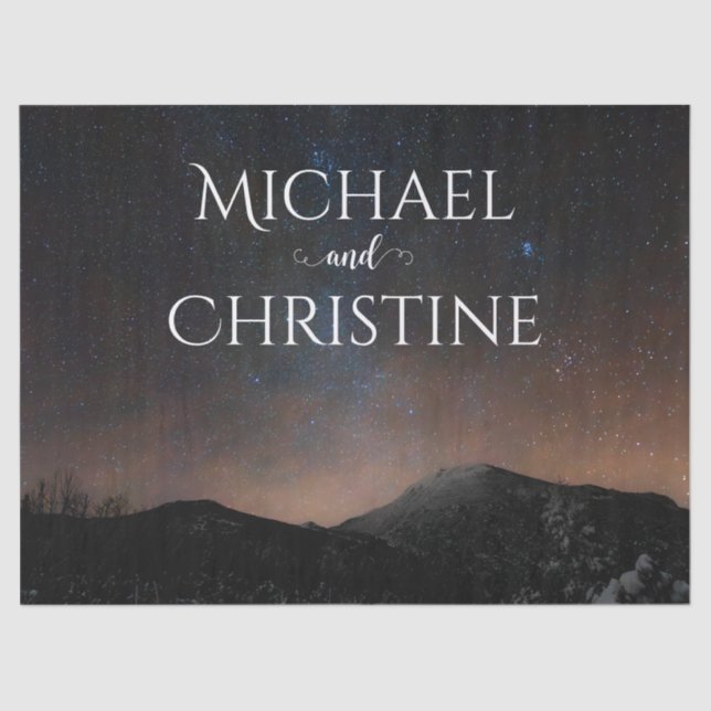 Hochzeit am Nachthimmel unter den Sternen Seidenpapier (Vorderseite)