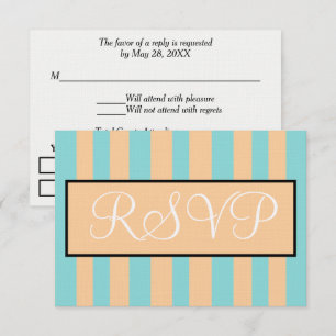Hochzeit am Sandstrand Seafoam Blau Cabana Streife RSVP Karte