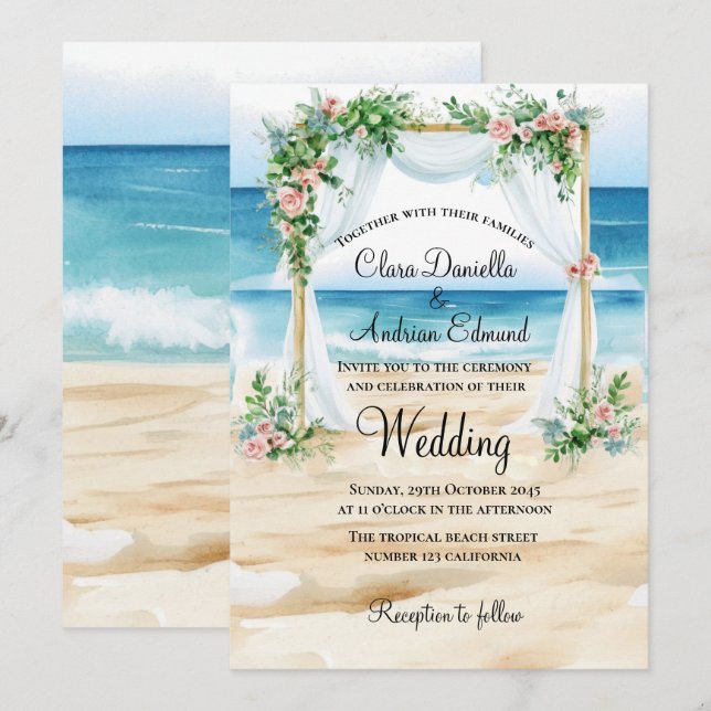 Hochzeit am Strand Ankündigung (Vorne/Hinten)