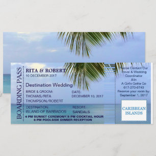 Hochzeit am Strand Boarding Pass Ticket-Zielort Einladung