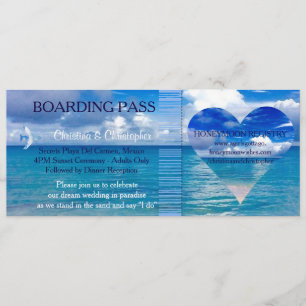 Hochzeit am Strand   Boarding Pass Ticket-Zielort Einladung