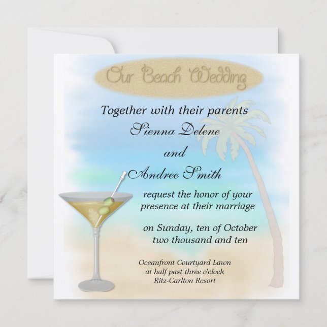 Hochzeit am Strand Einladung (Vorderseite)