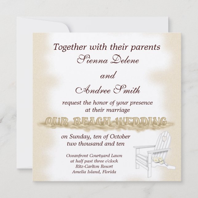 Hochzeit am Strand Einladung (Vorderseite)