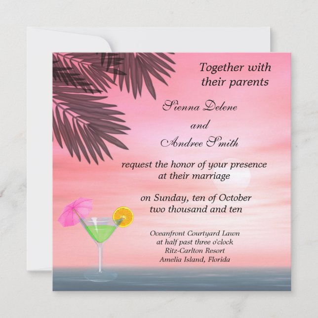 Hochzeit am Strand Einladung (Vorderseite)
