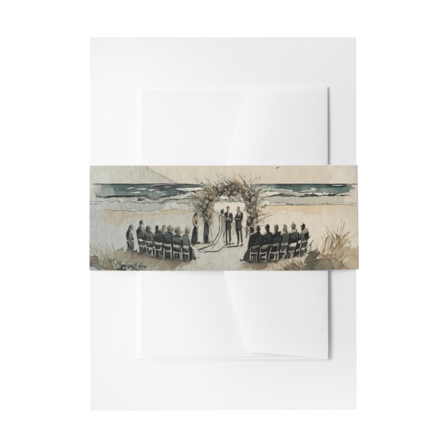 Hochzeit am Strand Einladungsbanderole (Vorderseite Beispiel)