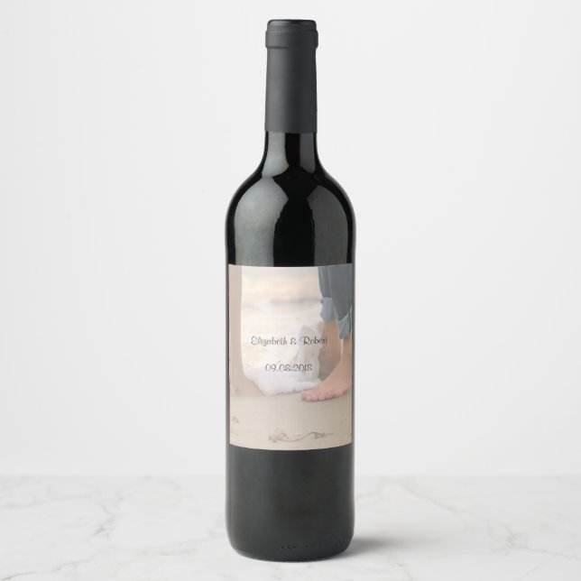 Hochzeit am Strand, Fuß Weinetikett (Vorderseite)