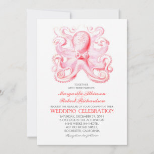 Hochzeit am Strand mit Tintenfisch Einladung