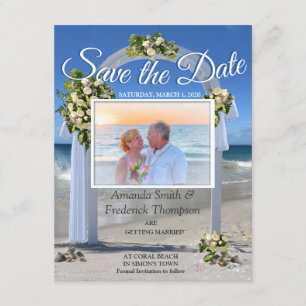 Hochzeit am Strand mit weißen Rose Einladung