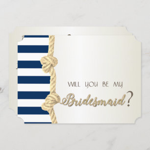 Hochzeit am Strand, Navy Rope, Stripes Bridesmaid Einladung