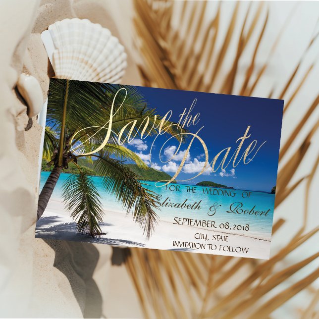 Hochzeit am Strand, Palmen, Sandstrand Save the Da Date (Von Creator hochgeladen)