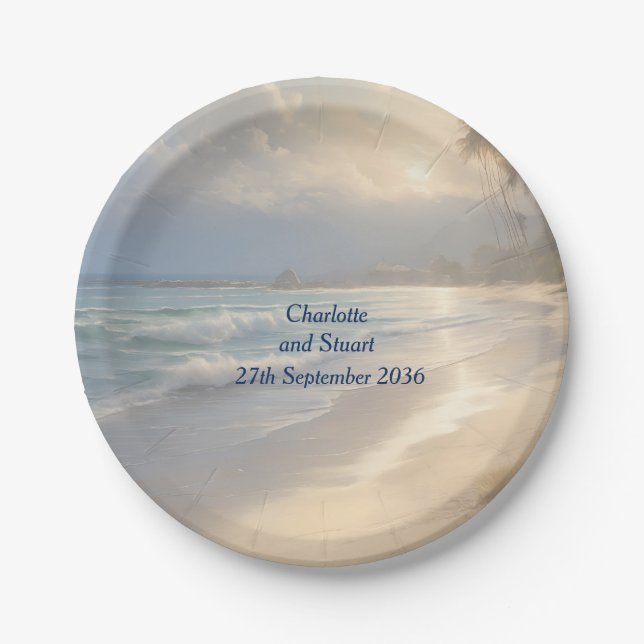 Hochzeit am Strand Pappteller (Vorderseite)