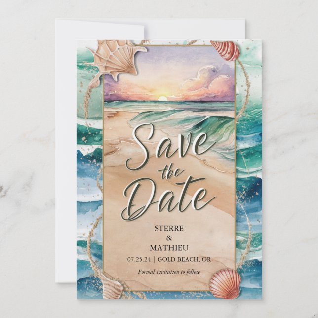 Hochzeit am Strand Save The Date (Vorderseite)