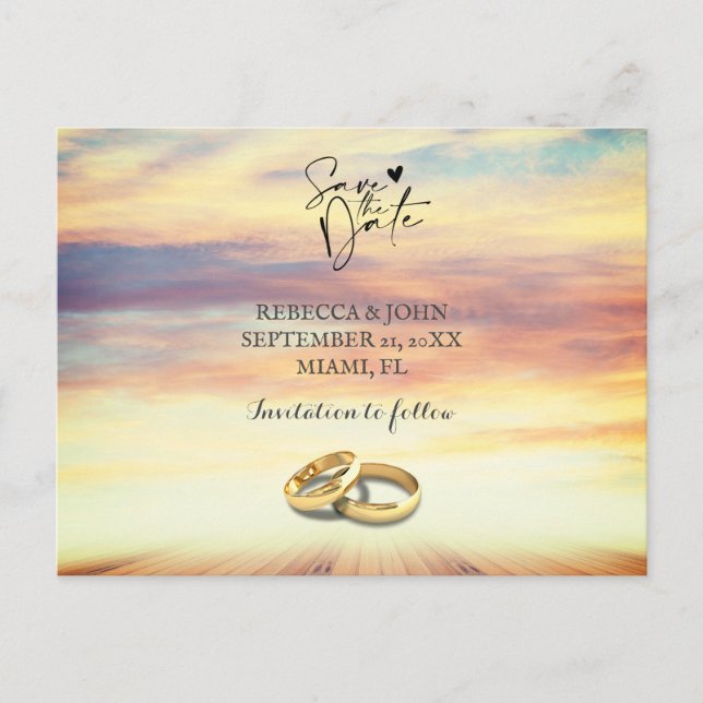 Hochzeit am Strand Save the Date Postkarte (Vorderseite)