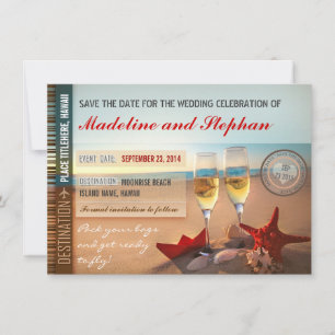 Hochzeit am Strand speichern Sie die Terminkarten Save The Date